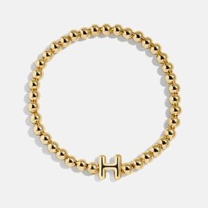BaubleBar Pisa Gold Beaded Stretch Bracelet with Letter H – New in Box